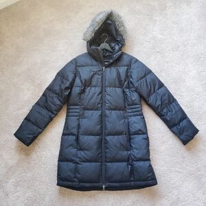 Mountain Hardwear Parka Coat Long Hooded Faux Fur Trim Womens